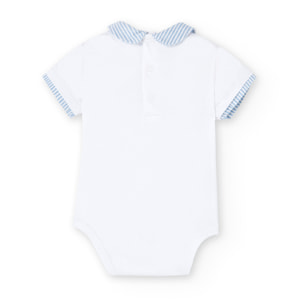 Conjunto combinado bebé niño, estampado rayas, azul claro