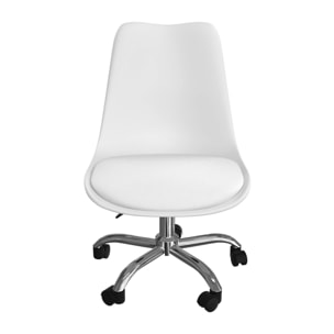 Chaise de bureau blanche sur roulettes - Skandi