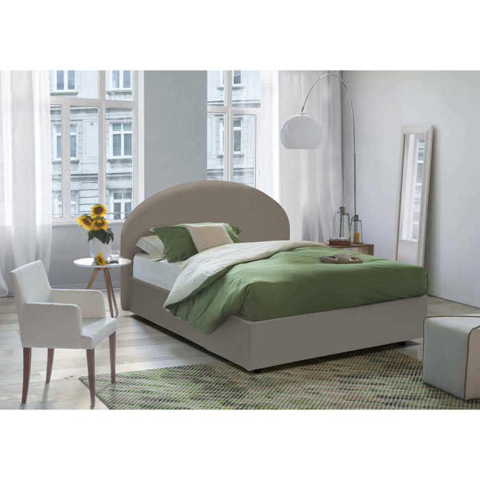 Letto matrimoniale Alastorn, Letto contenitore con rivestimento in ecopelle, 100% Made in Italy, Apertura frontale, adatto per materasso Cm 160x190, Tortora
