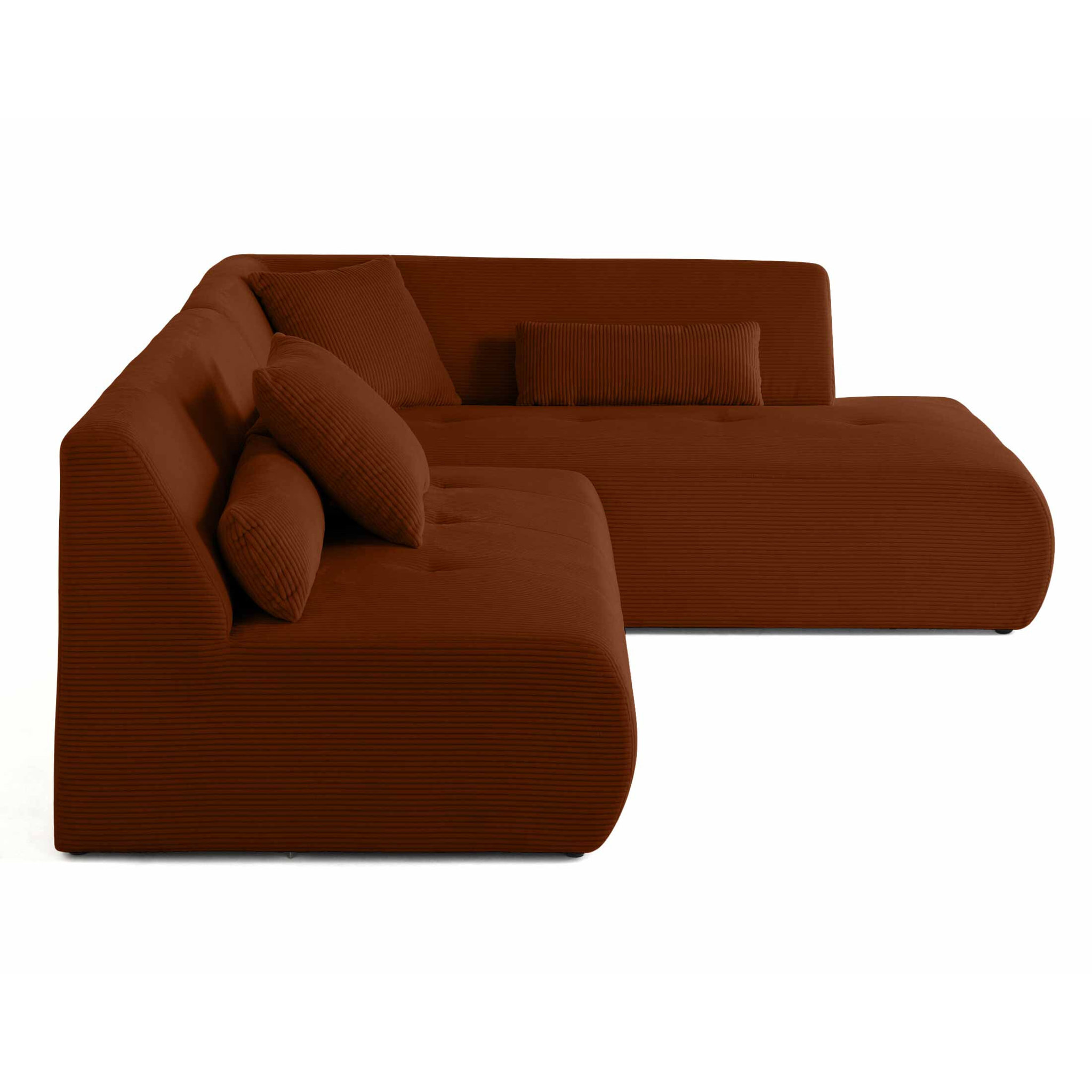Onyx - canapé modulable d'angle droit - 5 places - en velours côtelé - Terracotta