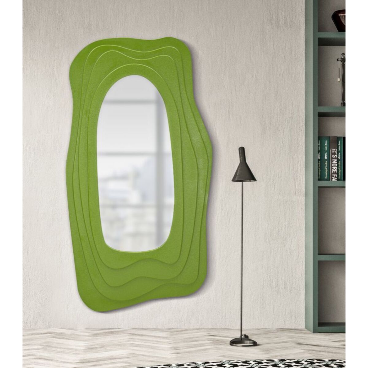 SPECCHIO DA MURO DAFNE VERDE CM 90X4X165