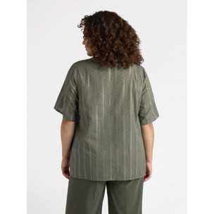 Fiorella Rubino - Blusa de rayas con cordones - Verde militare