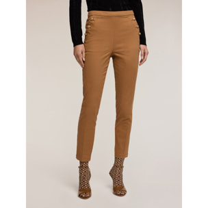 Motivi - Pantalones skinny de algodón técnico - Marrón