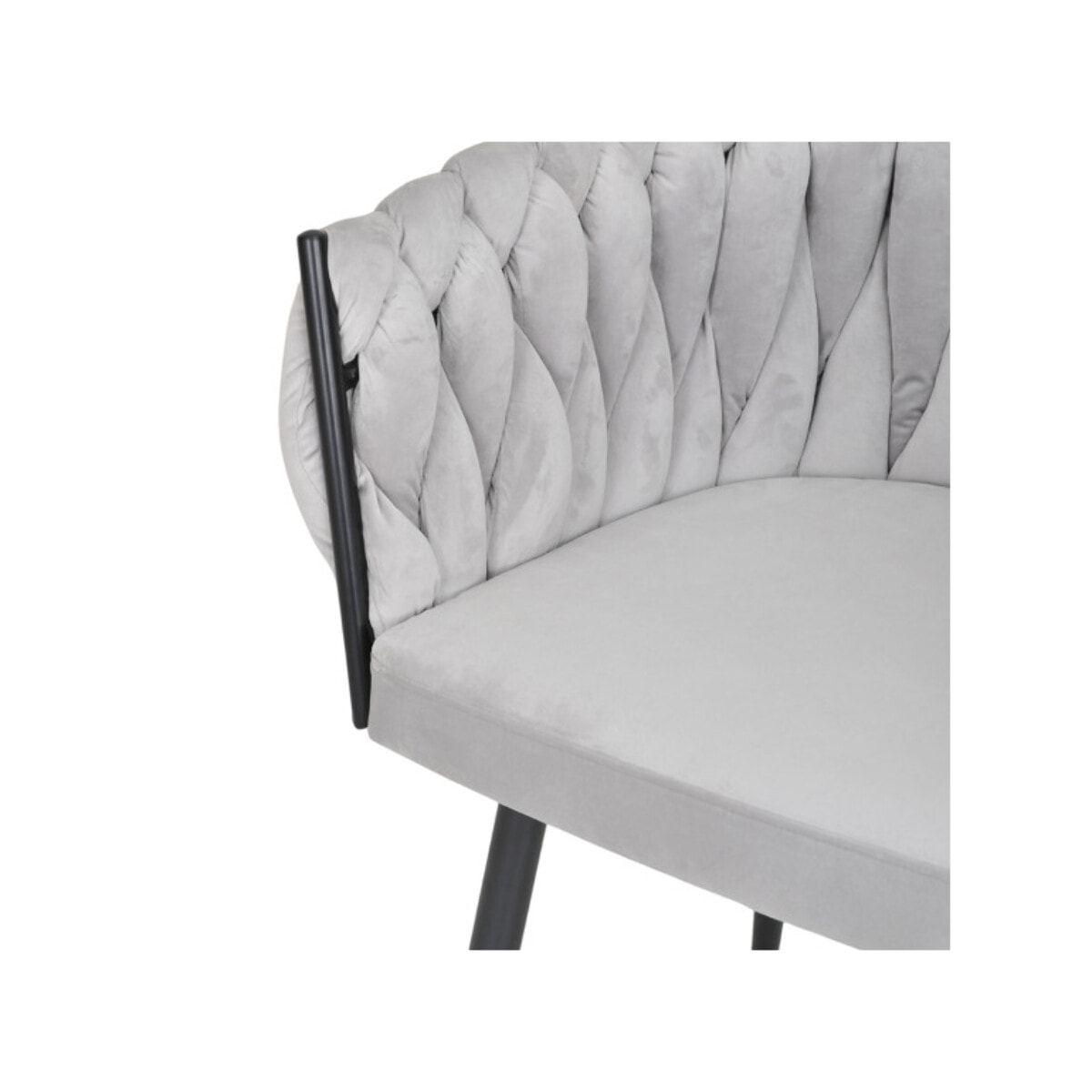 Chaise en velours tressé avec accoudoirs et pieds en métal - MELODIE 2