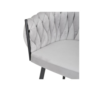 Chaise en velours tressé avec accoudoirs et pieds en métal - MELODIE 2