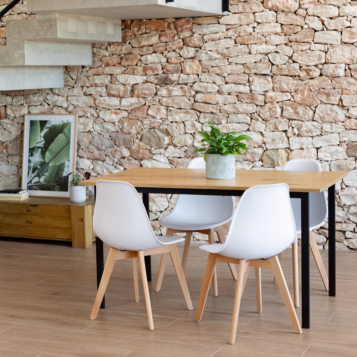 Pack 6 sillas de comedor blanco diseño nordico tulip con patas madera