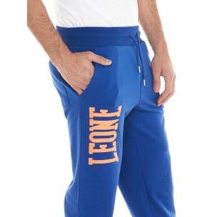 Pantalones básicos de hombre Leone con logo grande en algodón sin cepillar.