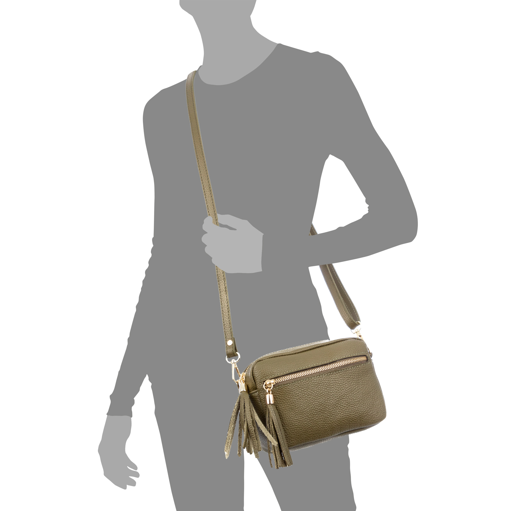 Delfina Bolso bandolera Mujer.Piel auténtica Dollaro