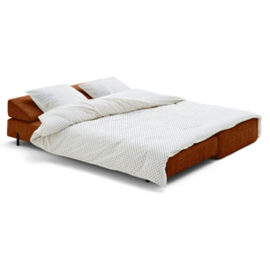 Brescia - banquette 3 places convertible en tissu velours relief - Terracotta