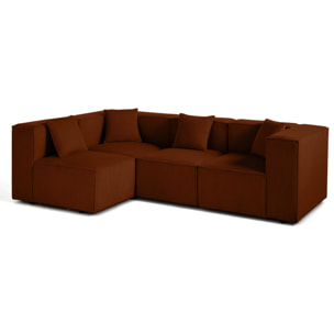 Arty - canapé modulable d'angle gauche 4 places - en velours côtelé - Terracotta