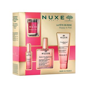 PRODIGIEUX® Floral - Coffret Noël La Fête en rose - Huile Prodigieuse® Florale 100ml + 3 Produits