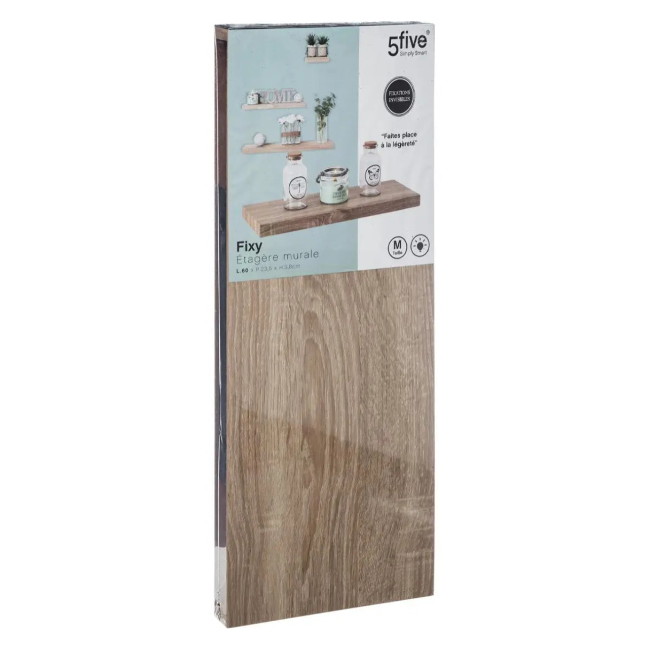 Étagère murale 60cm "Fixy" effet bois naturel