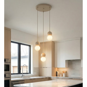 Lampada a sospensione LOOP in acciaio moka e legno naturale
