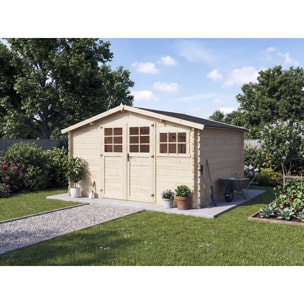 Abri de jardin en bois "Clairval" - 416 x 301 x 218 cm - 12.53 m² - 28 mm
