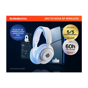 Casque gamer STEELSERIES Arctis Nova 5P Blanc