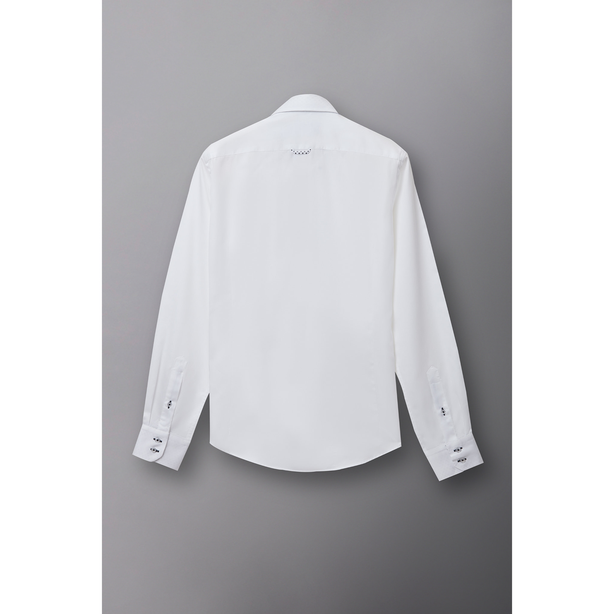 Camicia Uomo 2 Bottoni Button Down Slim Satin Unito Bianco