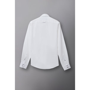 Camicia Uomo 2 Bottoni Button Down Slim Satin Unito Bianco