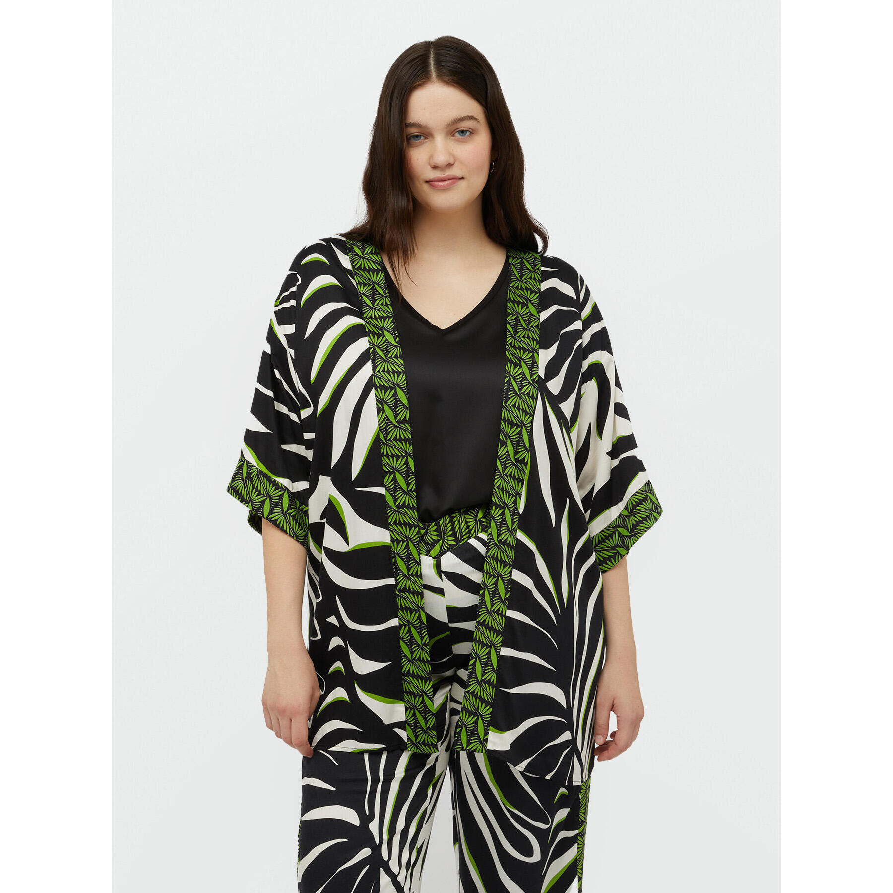 Fiorella Rubino - Kimono dalla stampa foliage - Nero