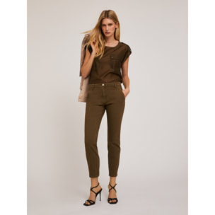 Motivi - Blusa con tasche effetto satin - Verde militare