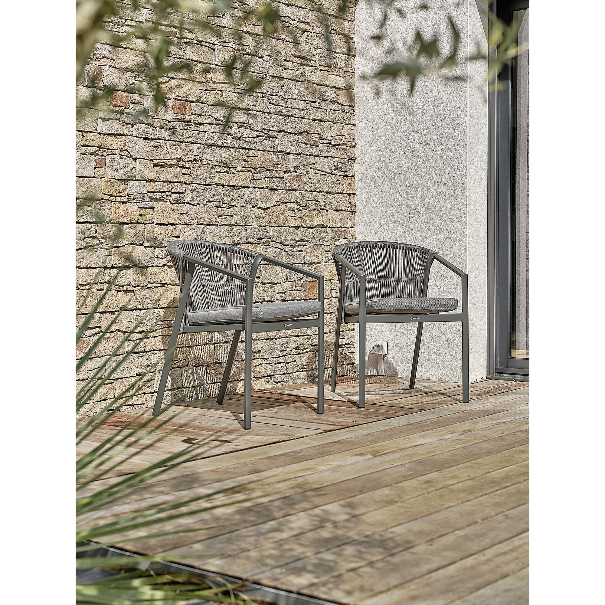 GAMBI - Lot de 2 Fauteuils de jardin - Gris anthracite