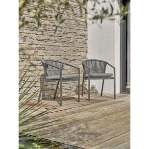 GAMBI - Lot de 2 Fauteuils de jardin - Gris anthracite