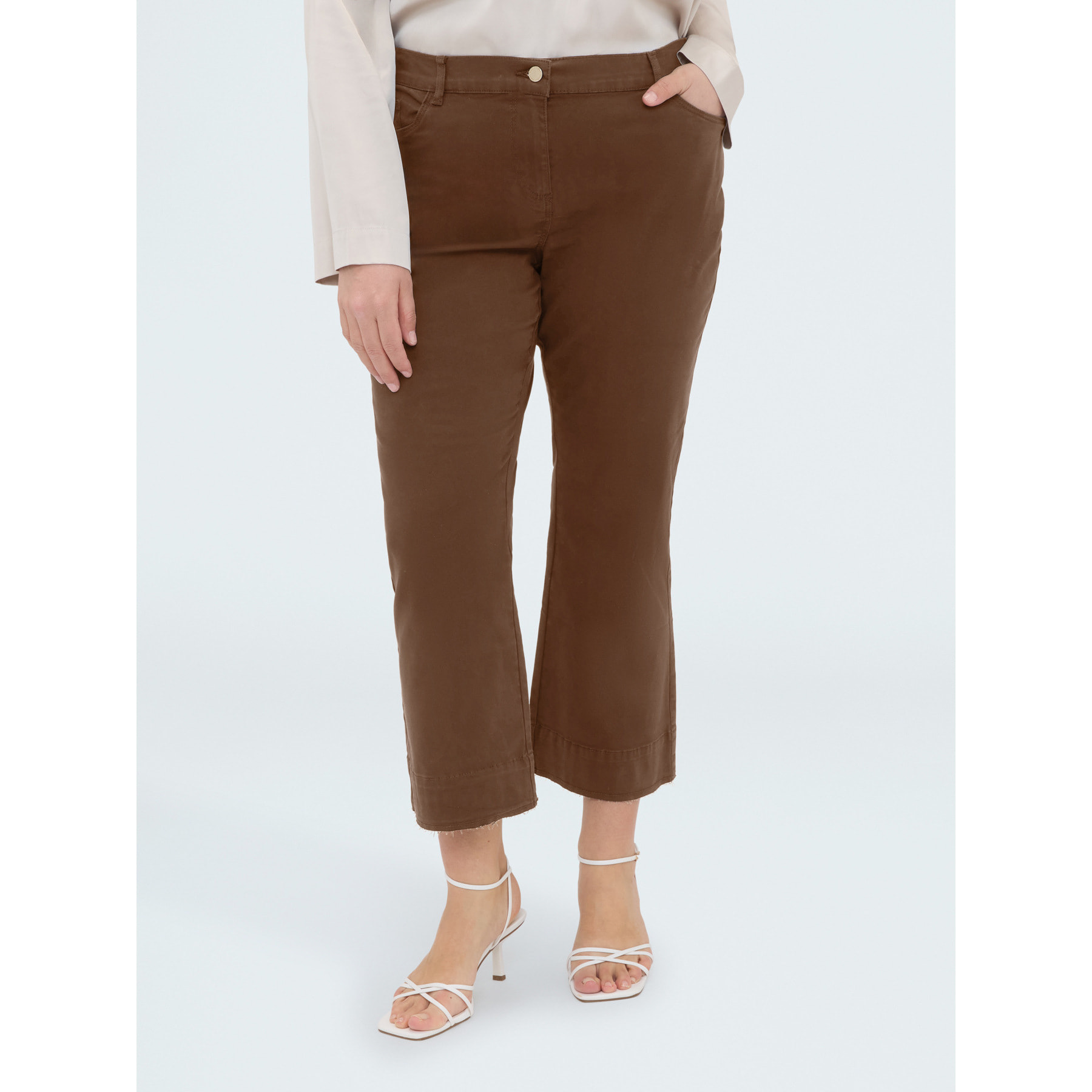 Fiorella Rubino - Pantalones Kick Flare acampanados de algodón - Marrón