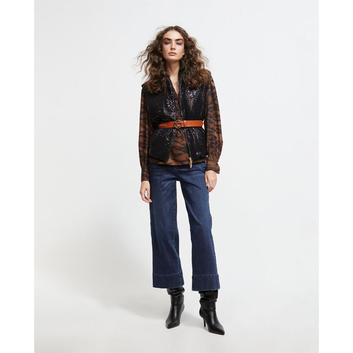 Gilet corto imbottito in finte paillettes