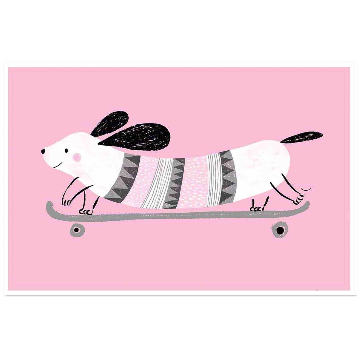 Affiche enfant chien rose  Affiche seule