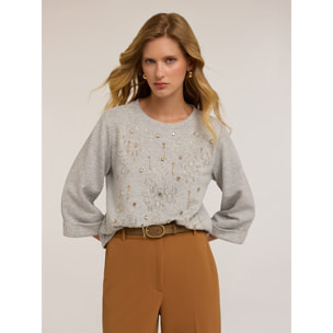 Motivi - Sudadera bordada - Gris