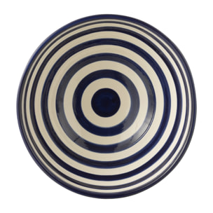 J-Line bol Granada Stripes High - céramique - blanc/bleu  - large - Ø 28 cm
