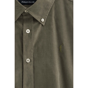 Camisa verde militar de pana con logo Rigby Go