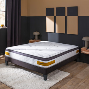 Ensemble Matelas Copenhague & Sommier KIT15, 24 cm, Technologie tri-lattes, Soutien Ferme, Aération Optimale