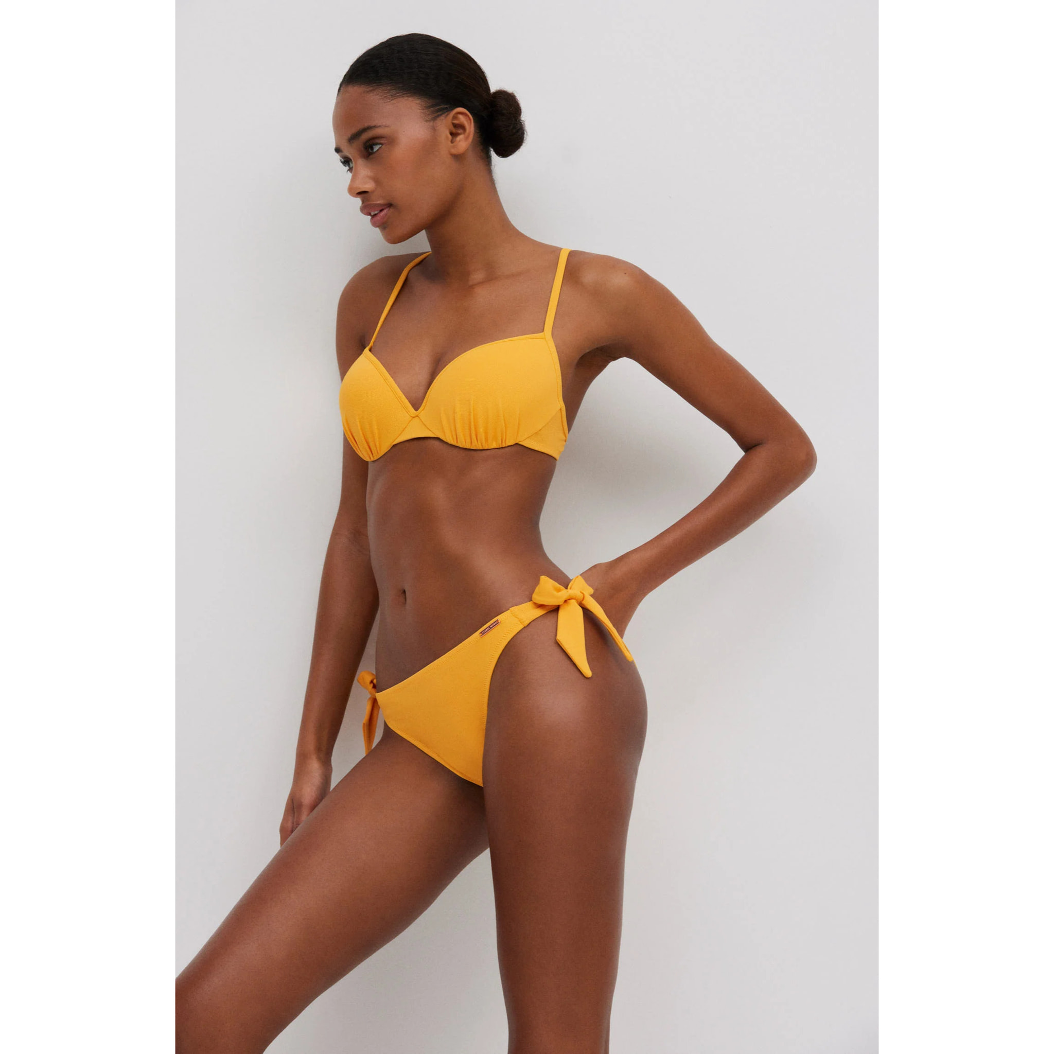 Slip bikini annodato in micropiqué blu