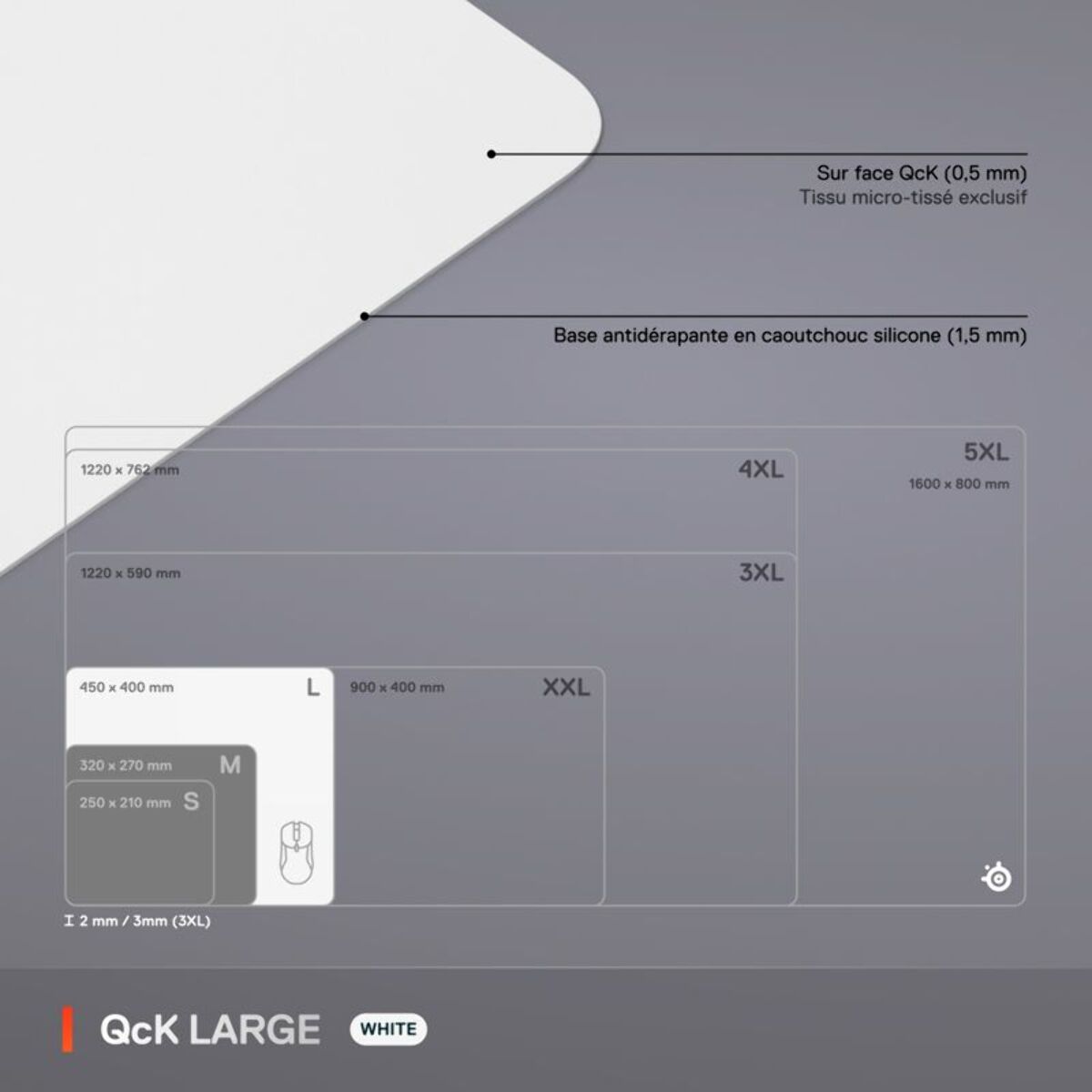 Tapis de souris STEELSERIES QcK L Blanc