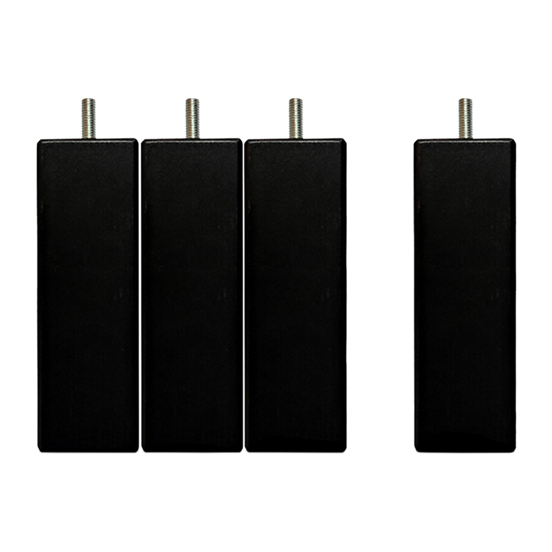 Jeu de 4 pieds de lit carres noirs | Bois Naturel | Hauteur 15 cm