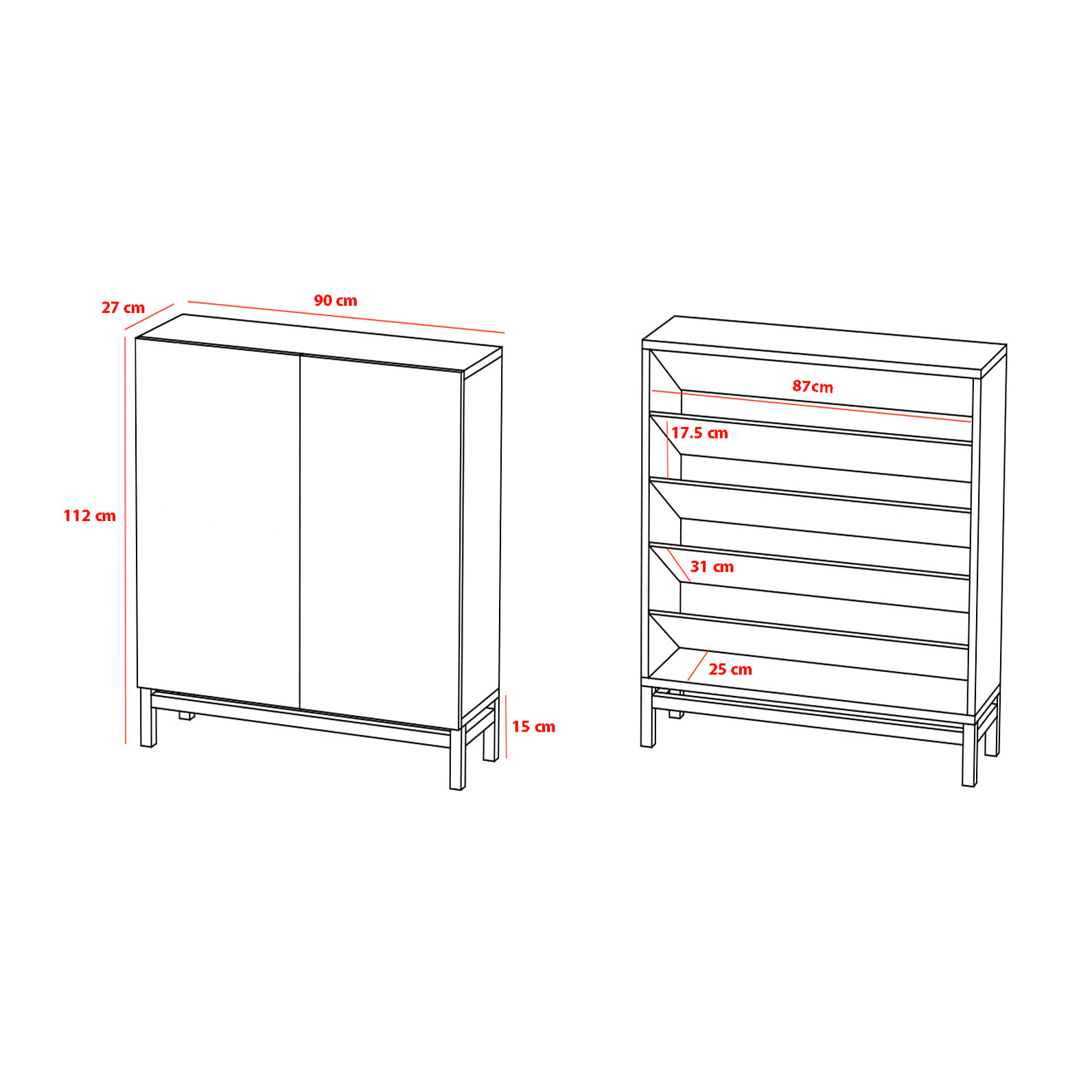 Zapatero Lofoten melamina roble dorado puertas impresión vallado 112x90x27cm