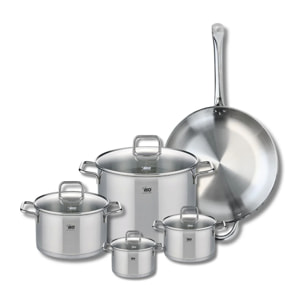 Set de 1 Poêle de cuisson 32 cm et 4 faitouts 12, 14, 20 et 26 cm Elo Profi Citrin