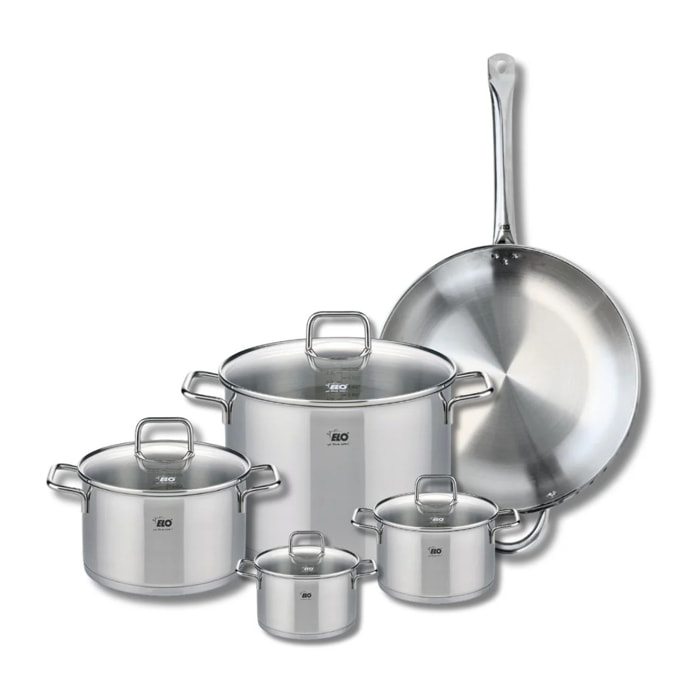 Set de 1 Poêle de cuisson 32 cm et 4 faitouts 12, 14, 20 et 26 cm Elo Profi Citrin