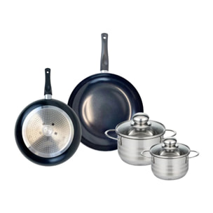 Ensemble de 2 Poêles de cuisson 20 et 24 cm et 2 faitouts 12 et 14 cm Elo Prima Brillant