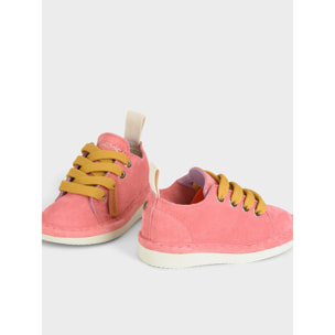 ZAPATO CON CORDONES CHICO P01 DE ANTE BUBBLEGUM AMARILLO