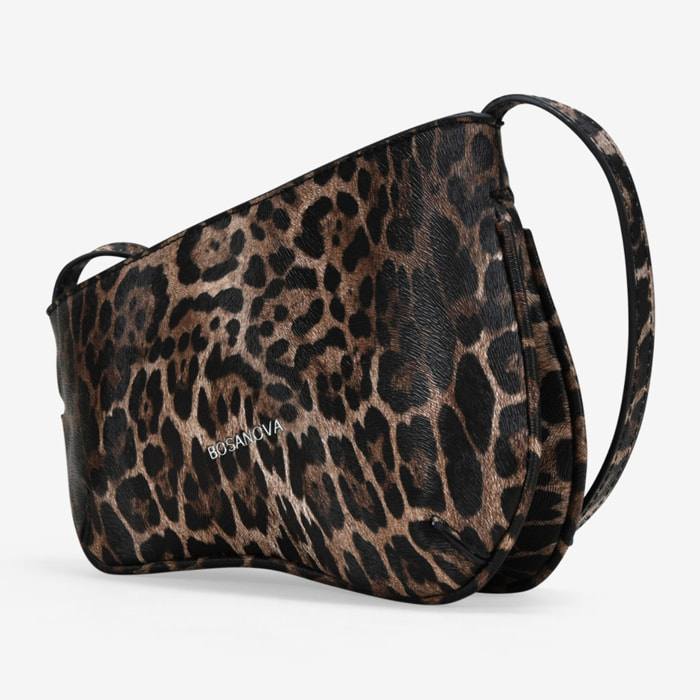 Bolso bandolera con estampado de leopardo y cremallera