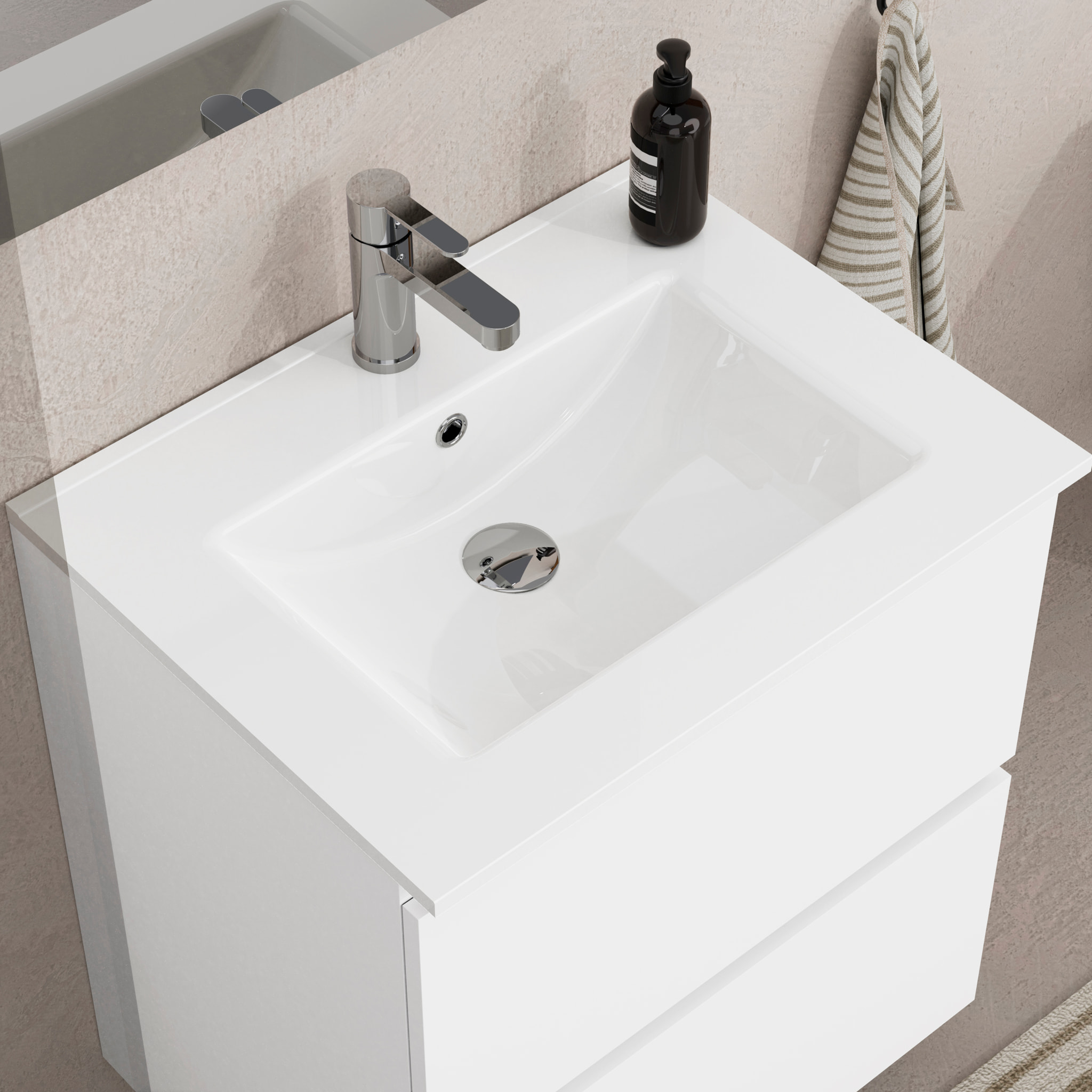 Conjunto mueble de baño SEA Alday, 60cm, Blanco Mate