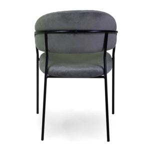 Poltrona Chloe Vacchetti in velluto grigio con struttura nera cm59x51h83,5