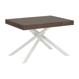 Mesa extensible 90x130/390 cm Karida nogal patas blanca