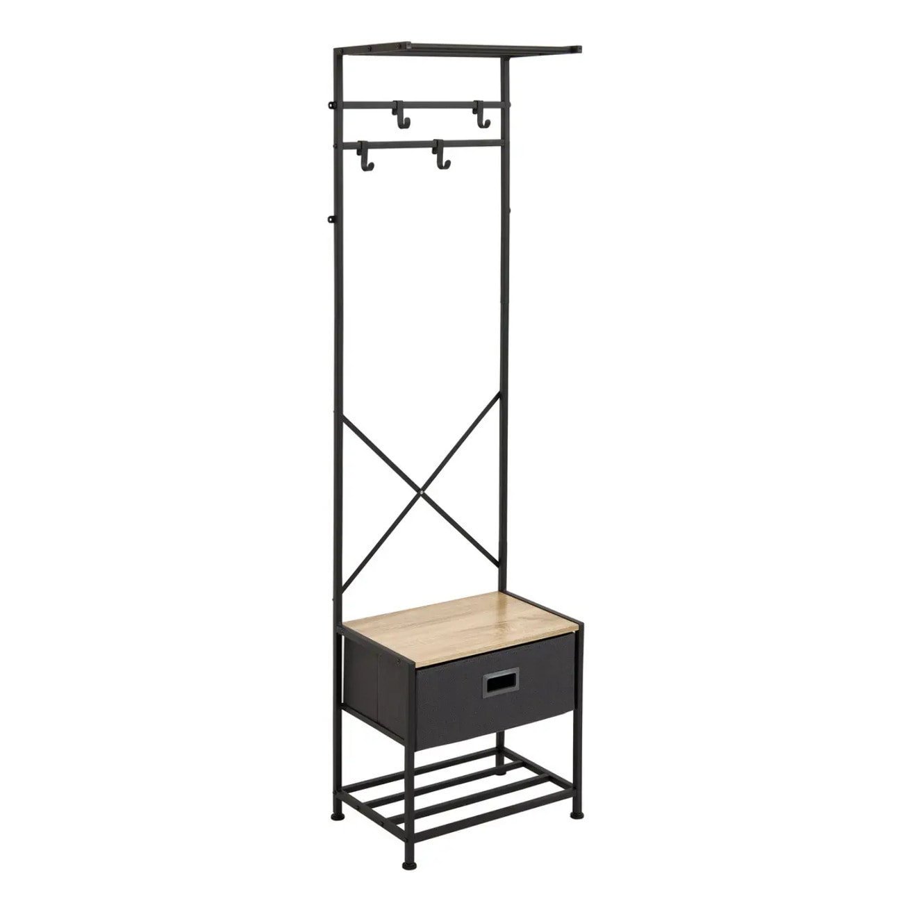 Dressing Tissa 4 patères 1 tiroir gris