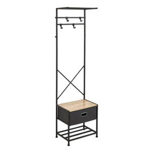 Dressing Tissa 4 patères 1 tiroir gris