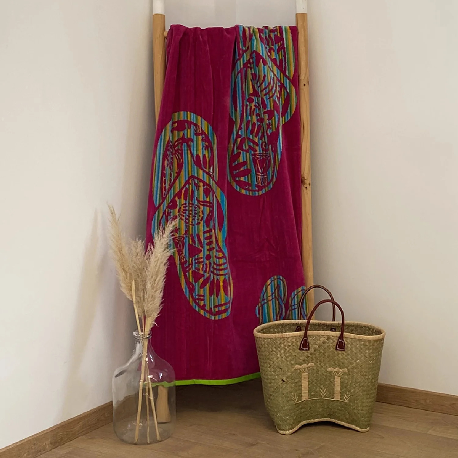 Serviette de plage éponge velours Jacquard Habra 75x150