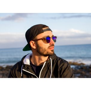 Gafas de sol OCEAN REMEMBER - De brazo marrón bambú con montura negro mate / Revo azul