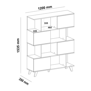 Estantería TURQUÍA - 4 puertas y 8 huecos - nogal y blanco - 120x35x153,5cm