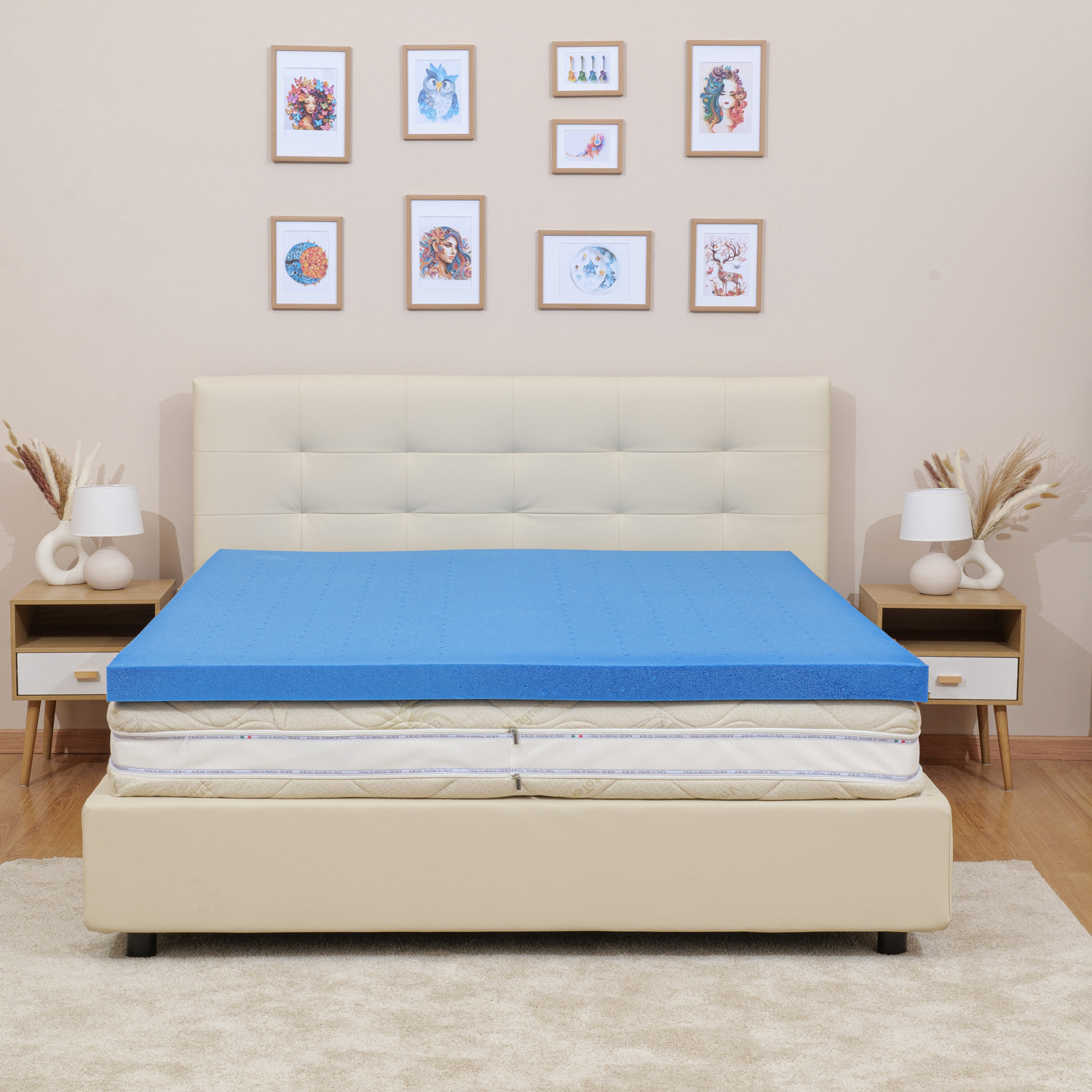 Topper memory foam alto 7 cm mod. ERGO SOFT mis. 160x190 con rivestimento Aloe Vera sfoderabile